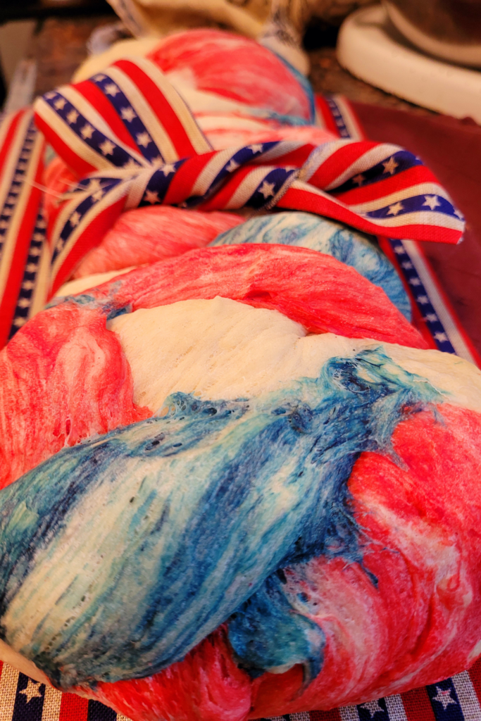 Image illustrates firecracker marble bread braid.