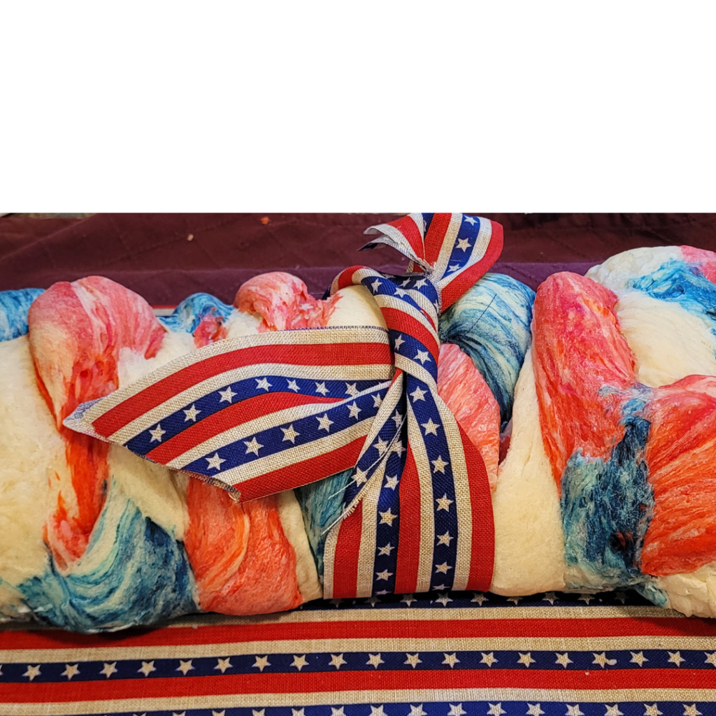 Image illustrates firecracker marble bread braid.
