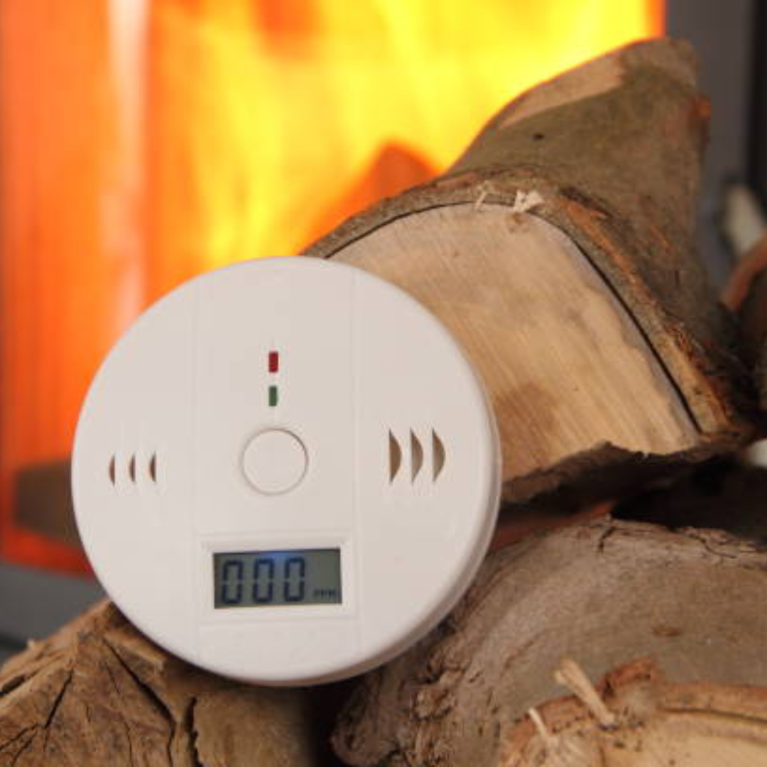 Image illustrates a carbon monoxide detector for carbon monoxide poisoning.