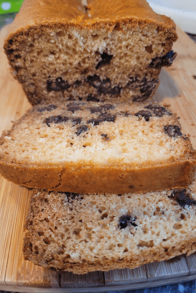 Image illustrates chocolate chip cookie bread.