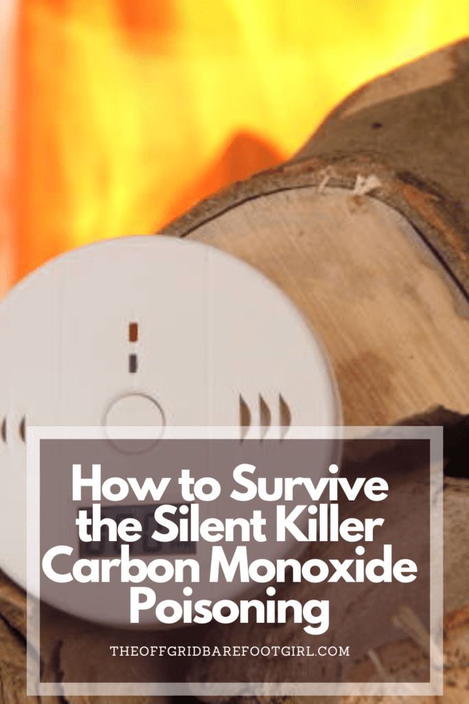 Image illustrates a Pinterest pin of a carbon monoxide detector for carbon monoxide poisoning. 