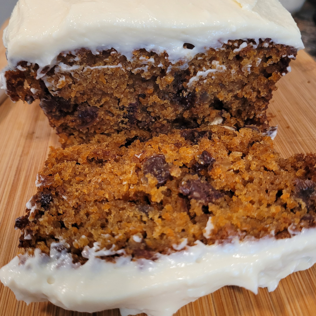 Image illustrates carrot cake quick bread.