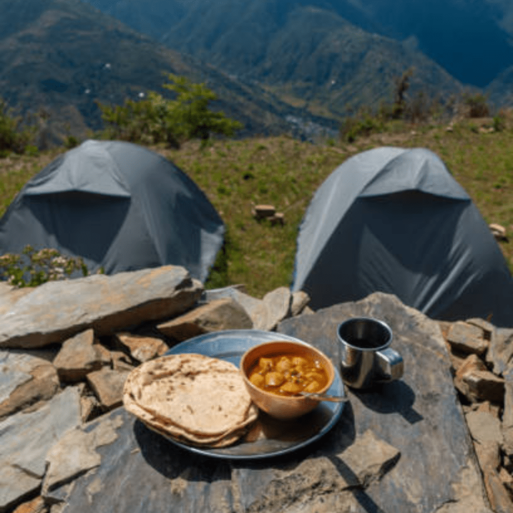 Image illustrates food ideas for backpacking meals.