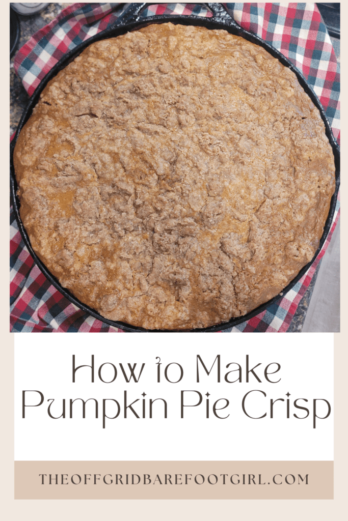 Image illustrates a Pinterest pin of pumpkin pie crisp.