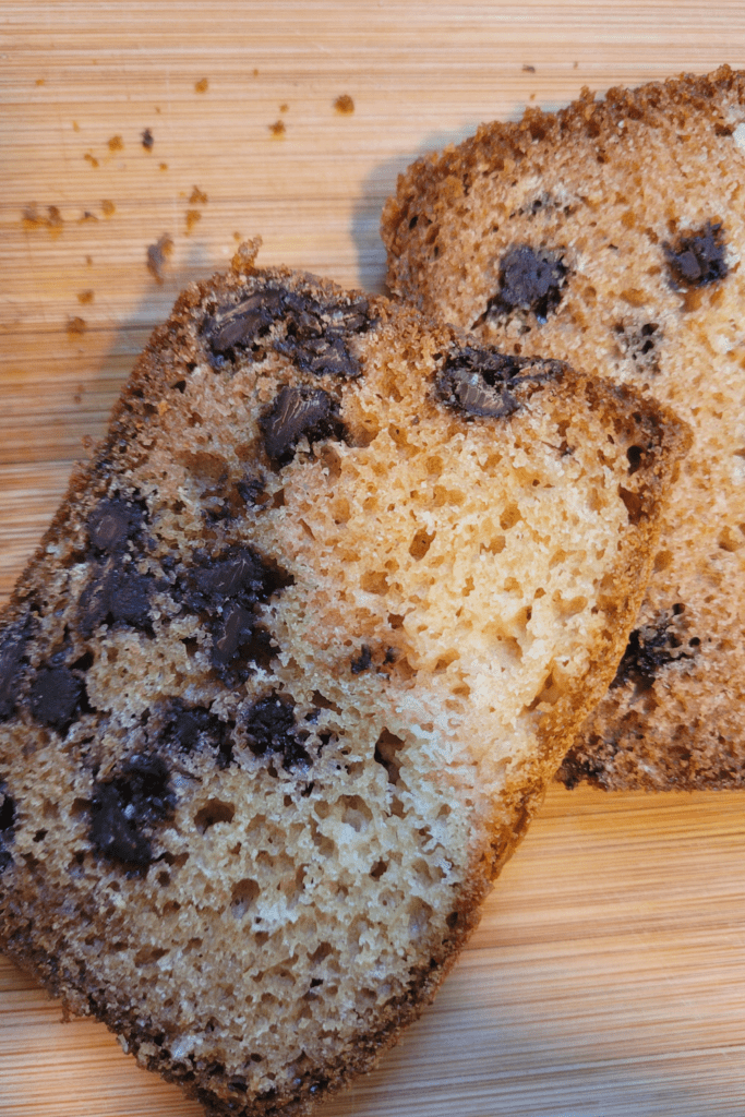 Image illustrates chocolate chip cookie bread.