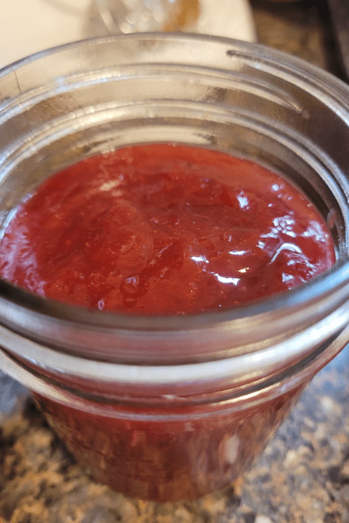 Image illustrates cherry plum jam.