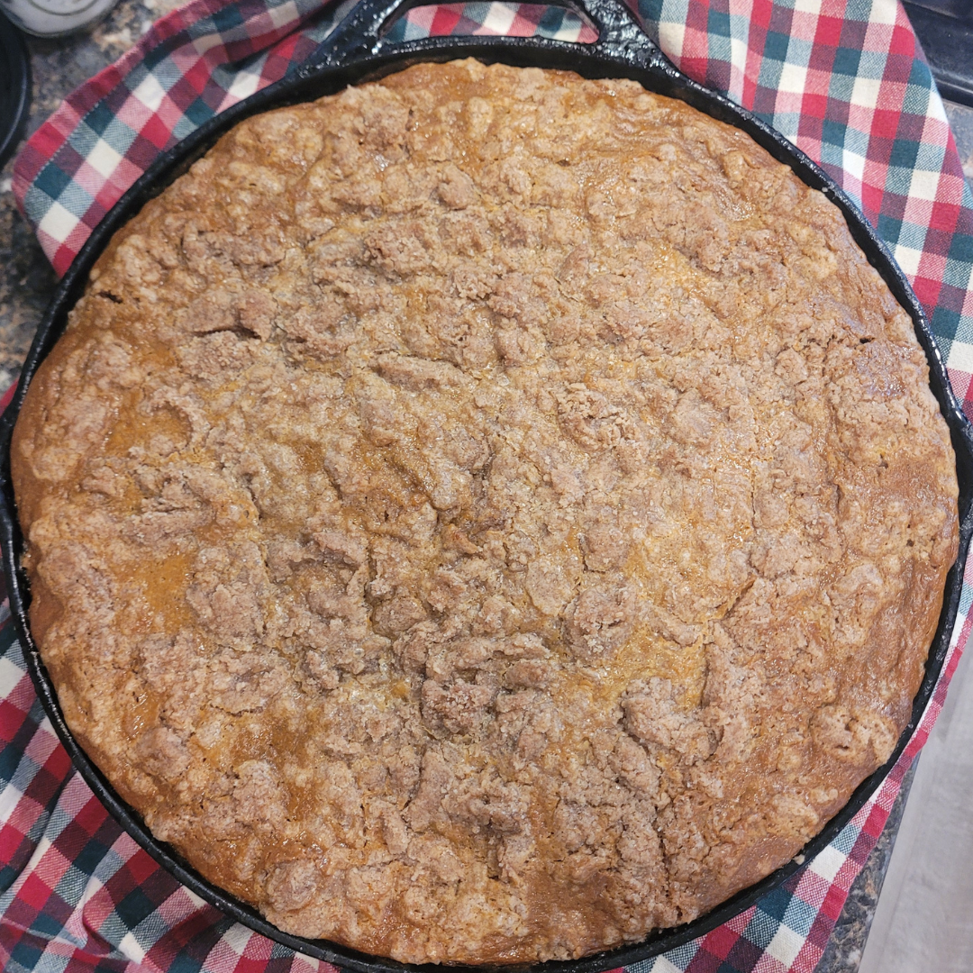 Image illustrates pumpkin pie crisp.