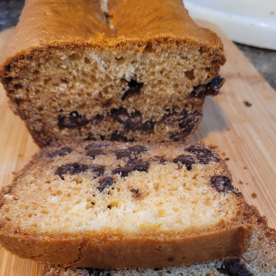 Image illustrates chocolate chip cookie bread.