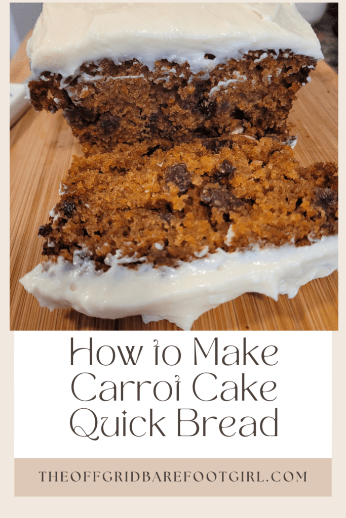 Image illustrates a Pinterest pin of carrot cake quick bread.