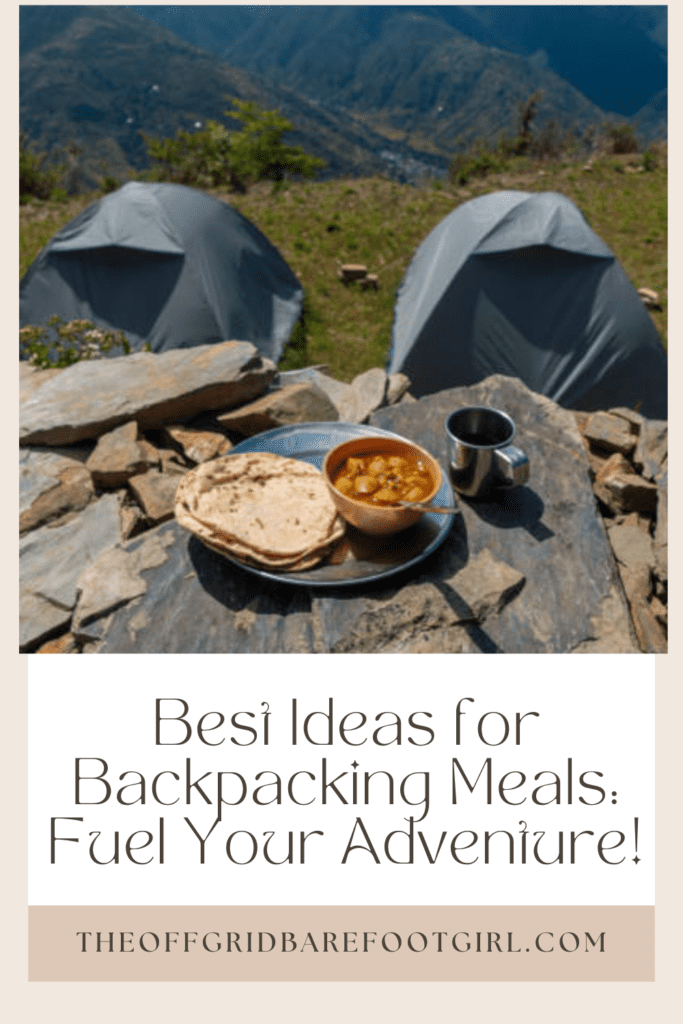 Image illustrates a Pinterest pin of ideas for backpacking meals.