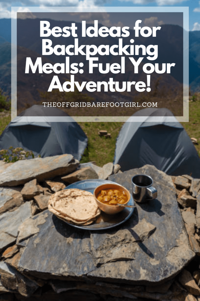 Image illustrates a Pinterest pin of ideas for backpacking meals.