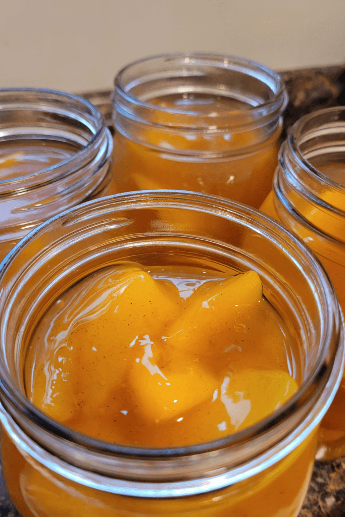 Image illustrates peach pie filling.