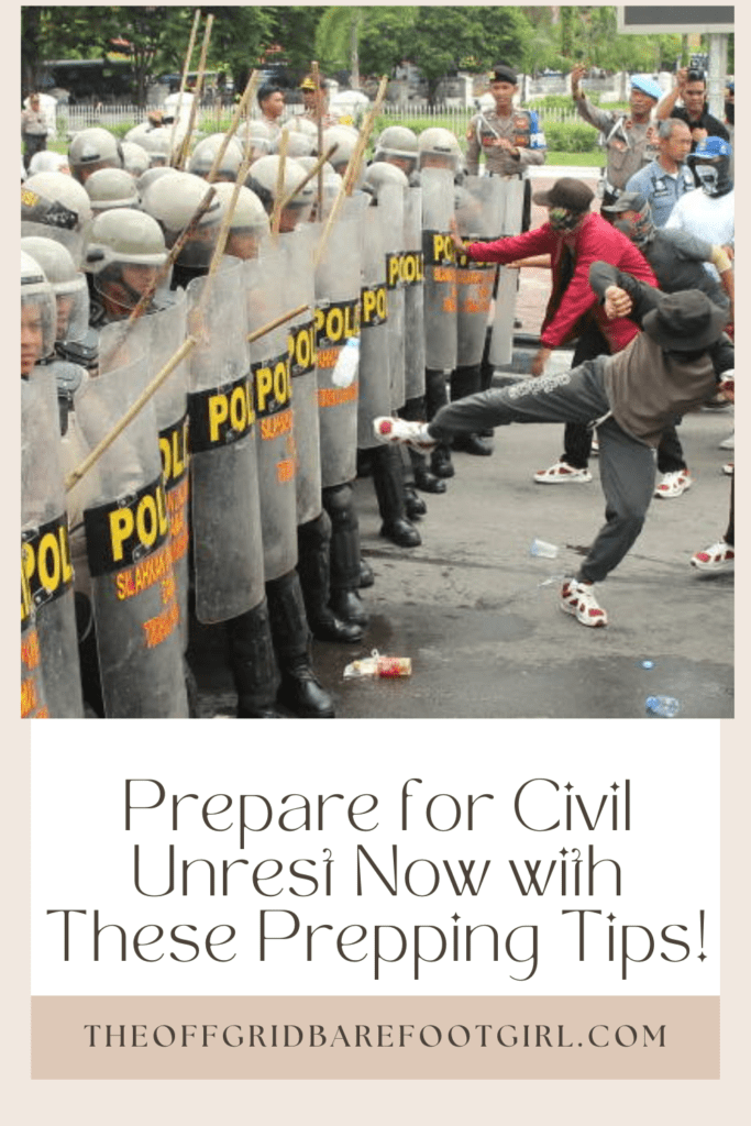 Image illustrates a Pinterest pin of civil unrest.