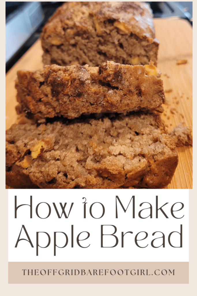Image illustrates a Pinterest pin of apple bread. 