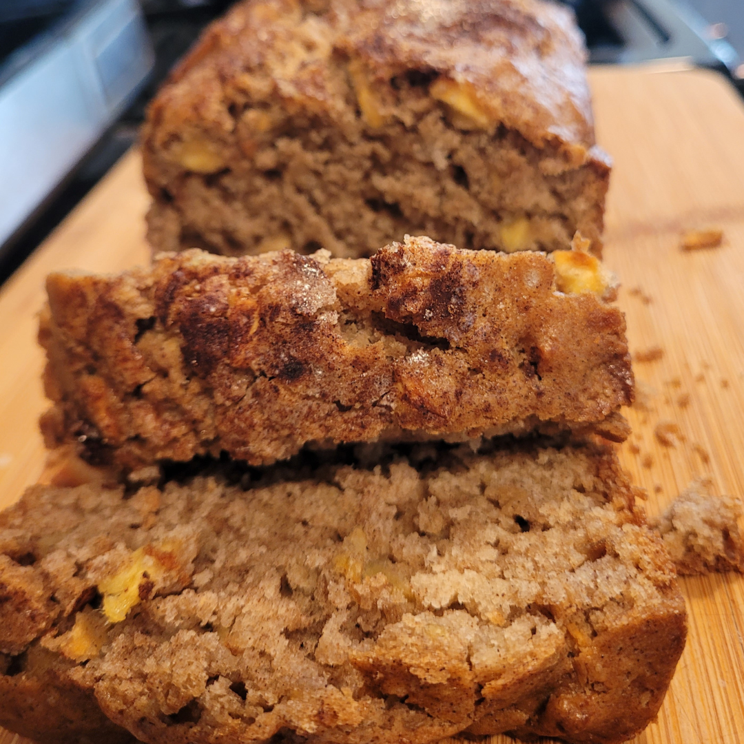 Image illustrates apple bread.