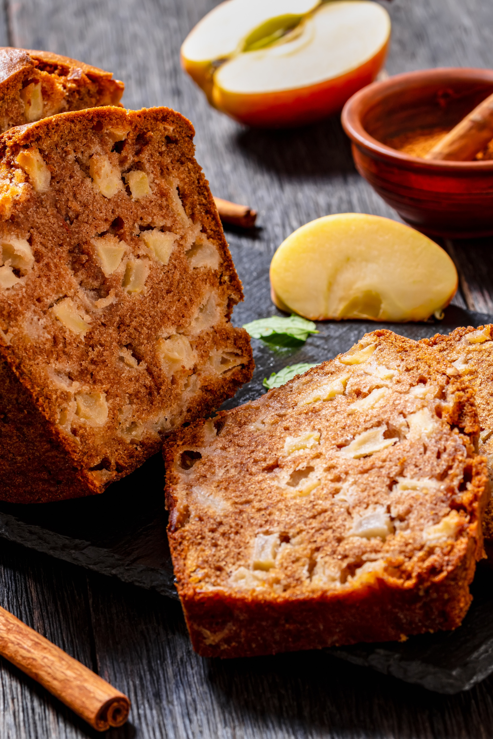 Image illustrates apple bread.