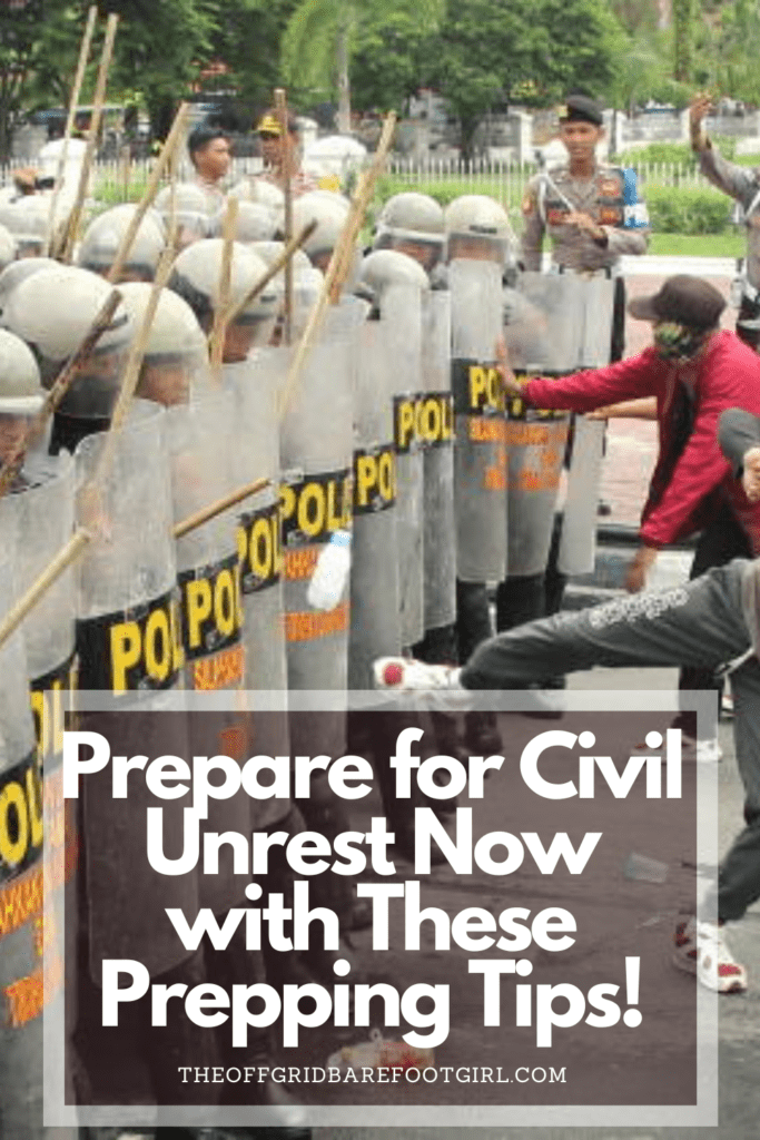 Image illustrates a Pinterest pin of civil unrest.