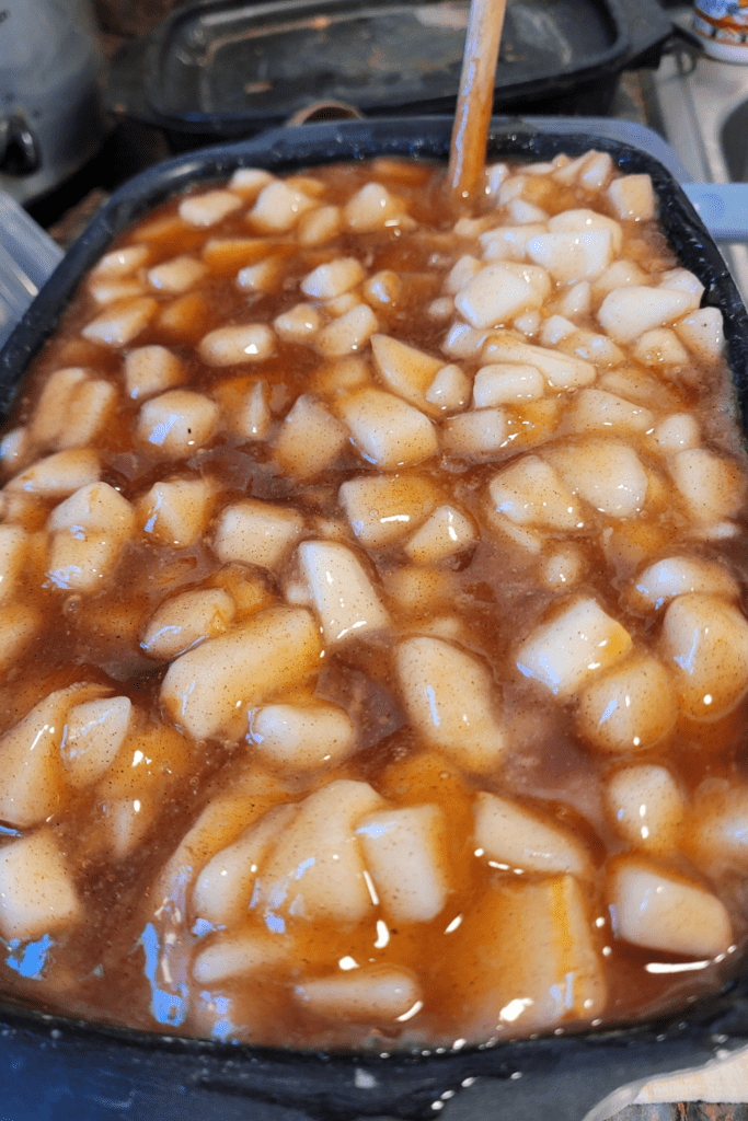 Image illustrates pear pie filling. 