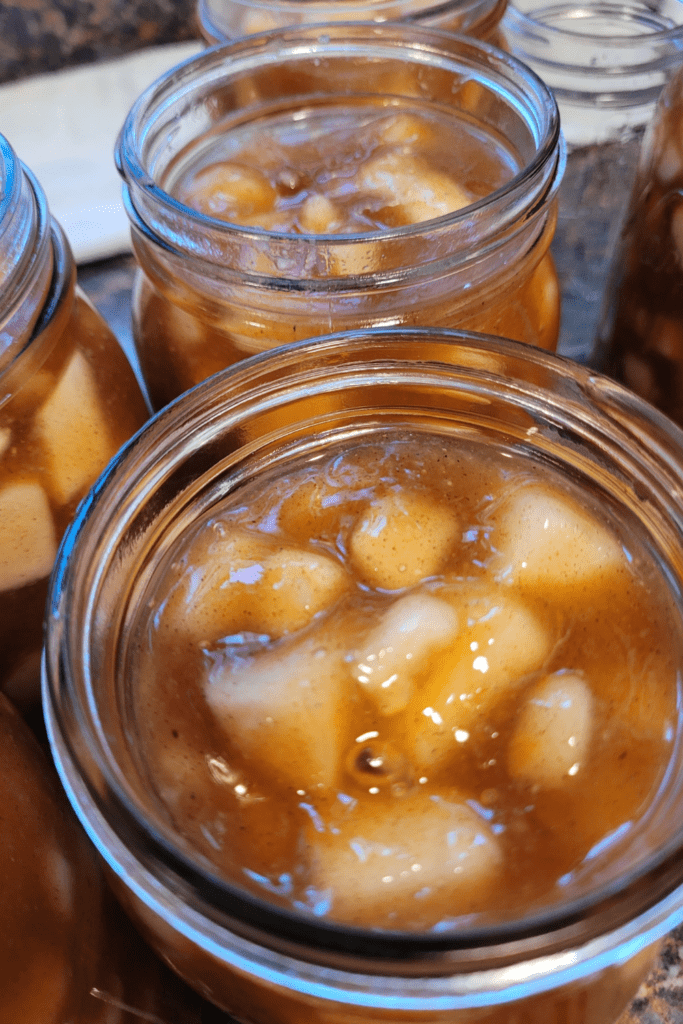 Image illustrates pear pie filling. 