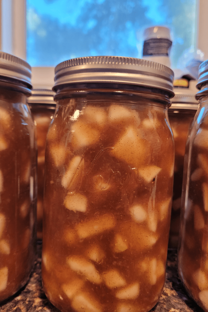 Image illustrates pear pie filling. 