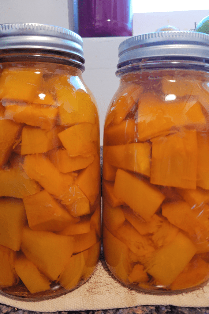 Image illustrates canned pumpkin.