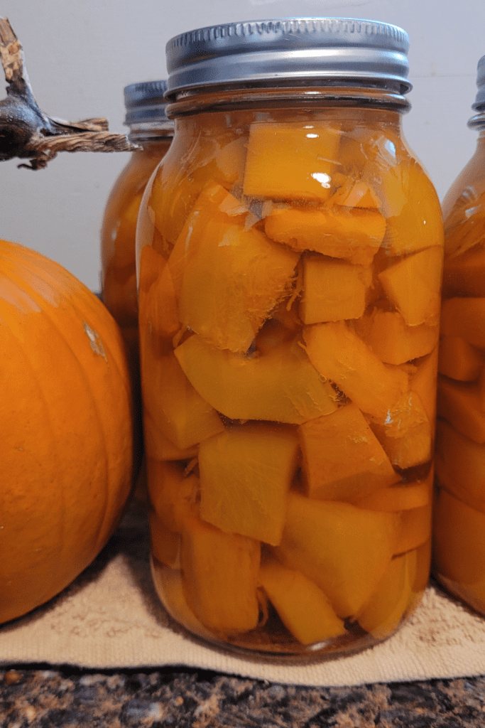Image illustrates canned pumpkin.