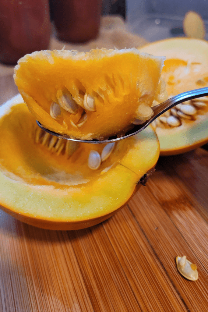 Image illustrates canned pumpkin.