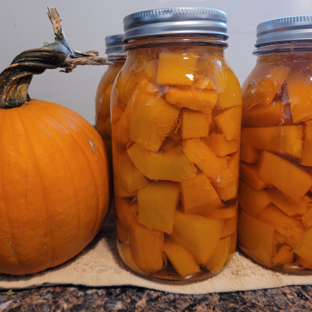 Image illustrates canned pumpkin.