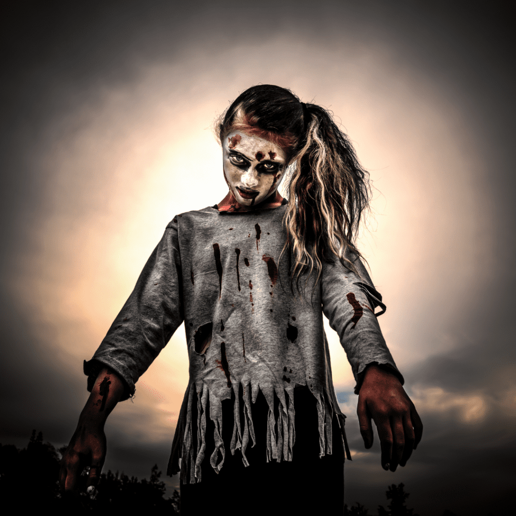 Image illustrates zombie apocalypse.