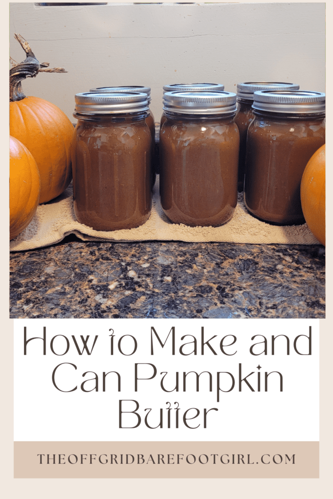 Image illustrates a Pinterest pin of pumpkin butter. 