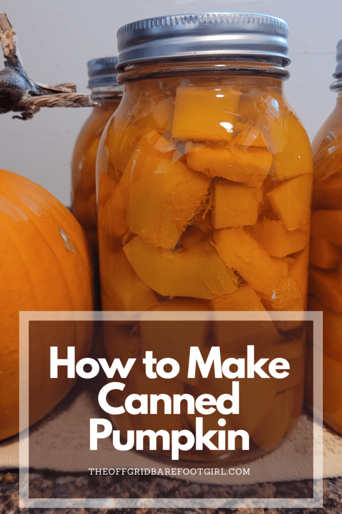 Image illustrates a Pinterest pin of canned pumpkin.