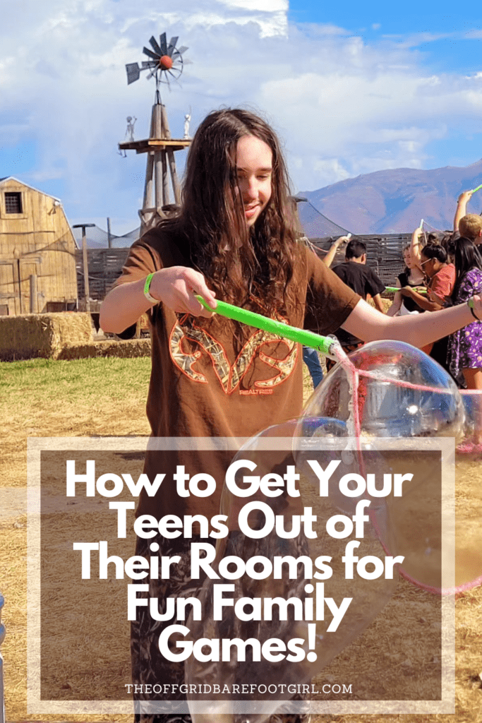 Image illustrates a Pinterest pin of fun family games. 