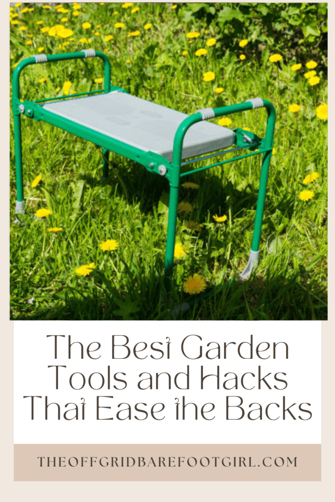 Image illustrates a Pinterest pin of garden tools.