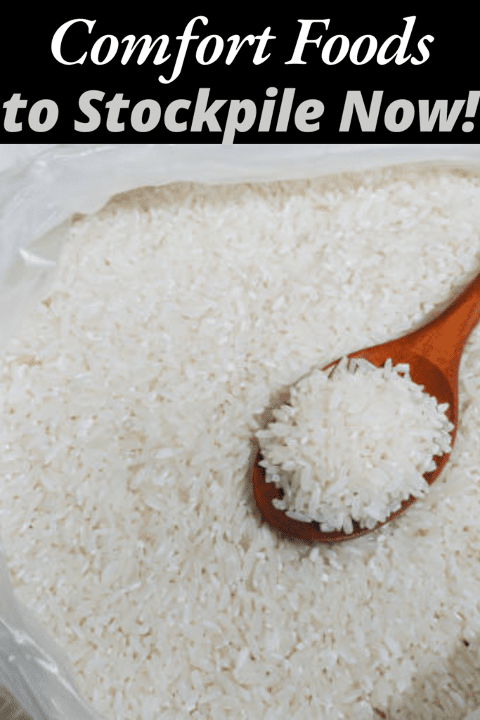 Image illustrates comfort foods to stockpile in the pantry.