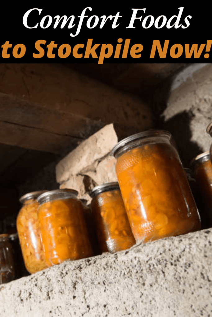 Image illustrates comfort foods to stockpile in the pantry.