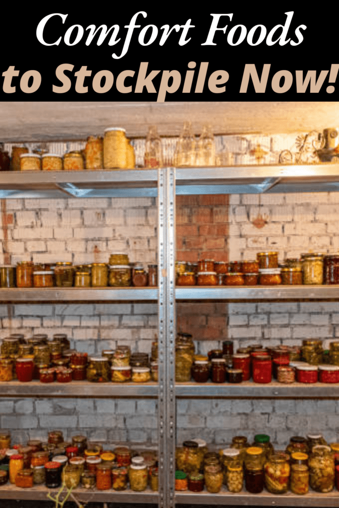 Image illustrates comfort foods to stockpile in the pantry.