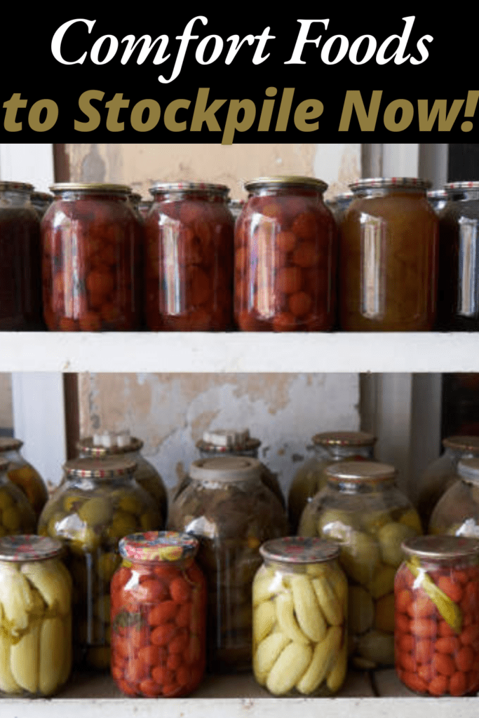 Image illustrates comfort foods to stockpile in the pantry.
