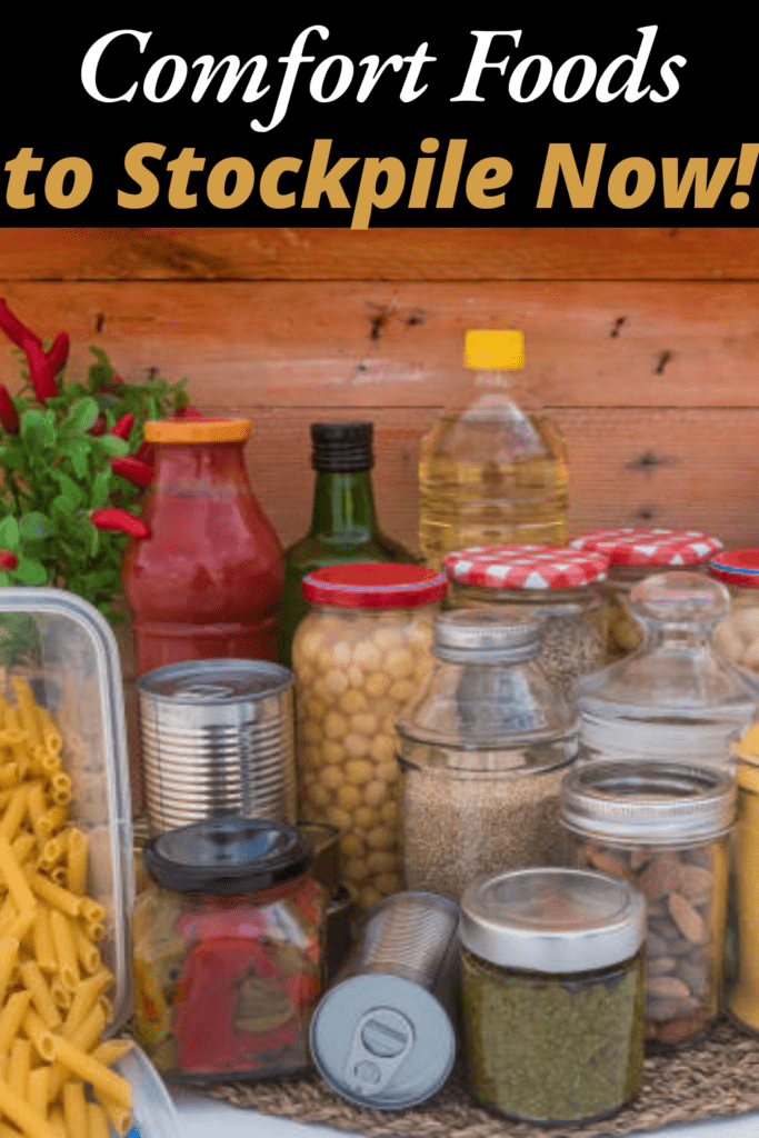 Image illustrates comfort foods to stockpile in the pantry.