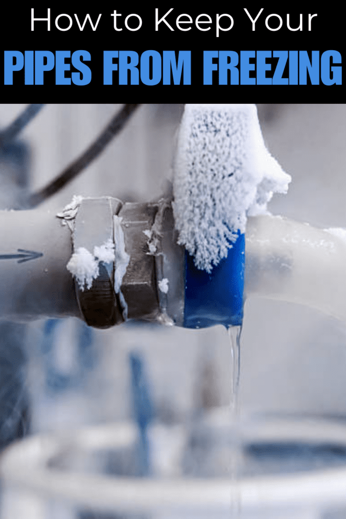 Image illustrates how to keep pipes from freezing.