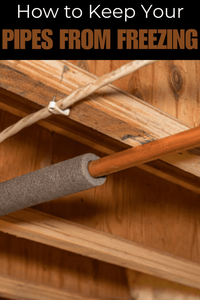 Image illustrates how to keep pipes from freezing.