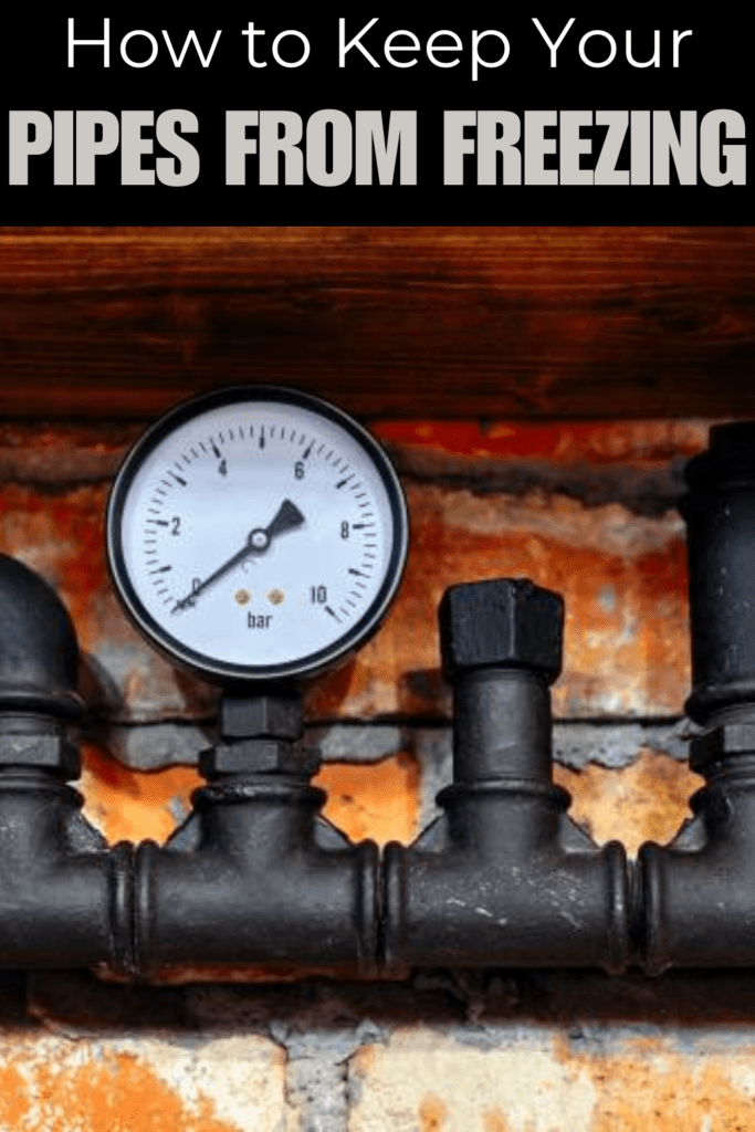 Image illustrates how to keep pipes from freezing.