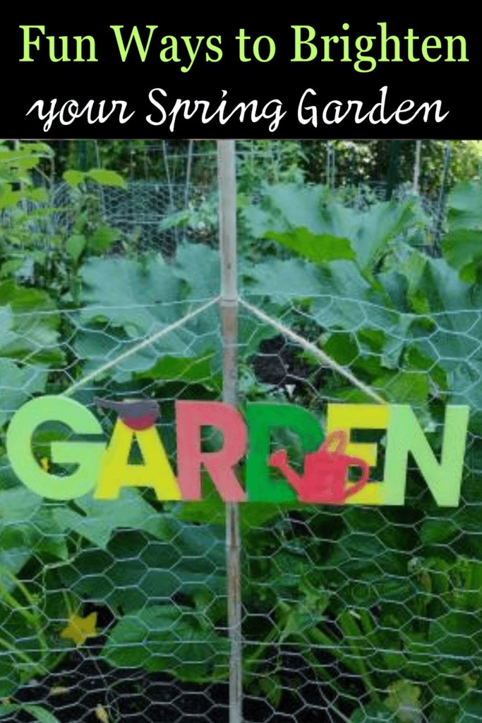 Image illustrates a garden sign for a spring garden.