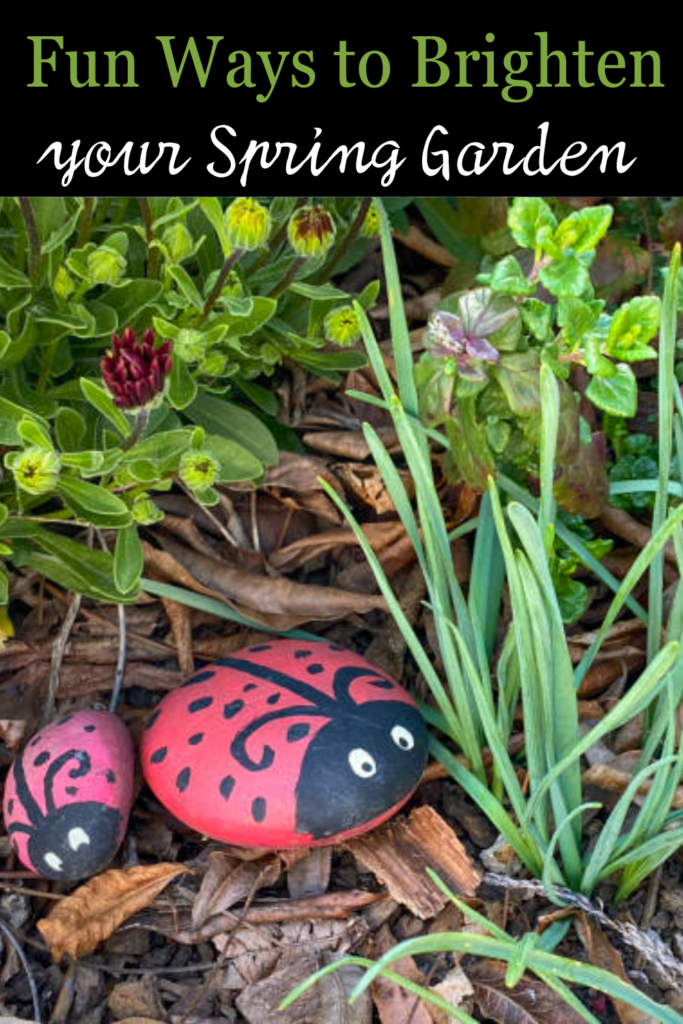 Image illustrates painted rocks for a spring garden.
