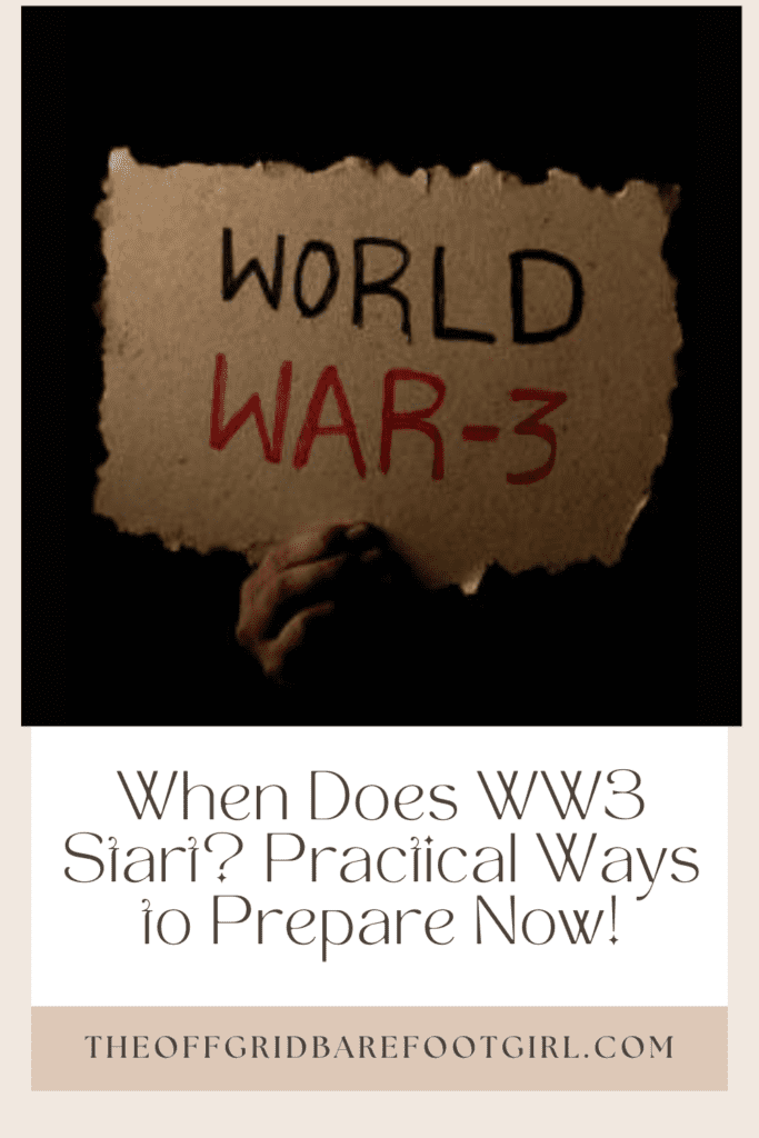 Image illustrates a Pinterest pin of a sign of when does WW3 start