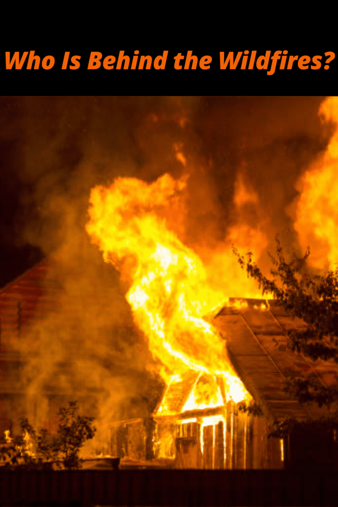 Image illustrates Hollywood on fire.