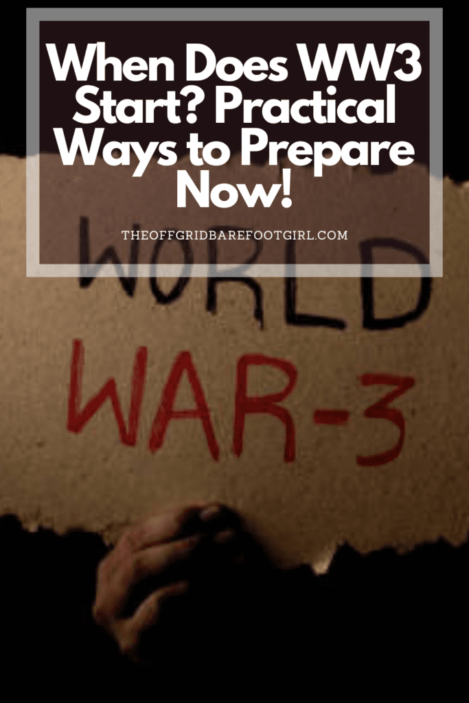 Image illustrates a Pinterest pin of a sign of when does WW3 start