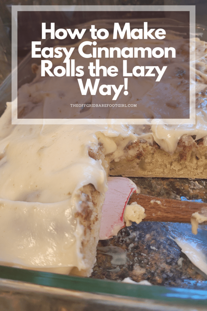 Image illustrates a Pinterest pin of easy cinnamon rolls the lazy way.