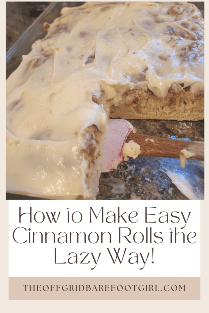Image illustrates a Pinterest pin of easy cinnamon rolls the lazy way.