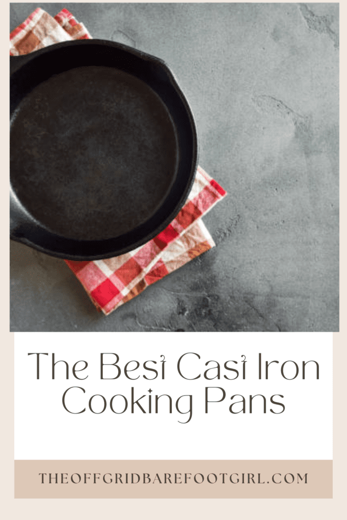 Image illustrates a Pinterest pin of the best cast iron cooking pans.