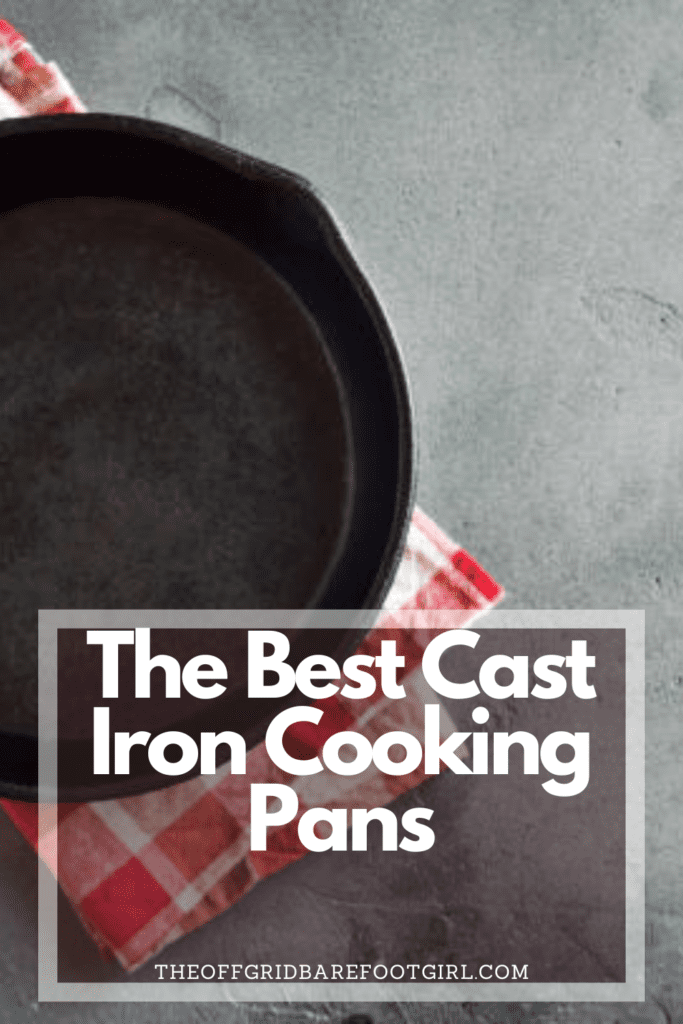 Image illustrates a Pinterest pin of the best cast iron cooking pans.